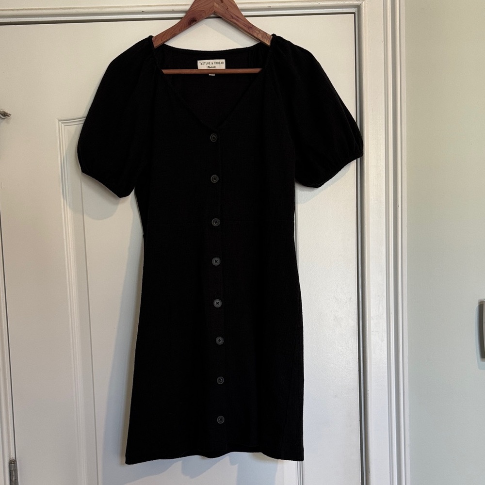 Madewell Black Puff Sleeve Mini Dress